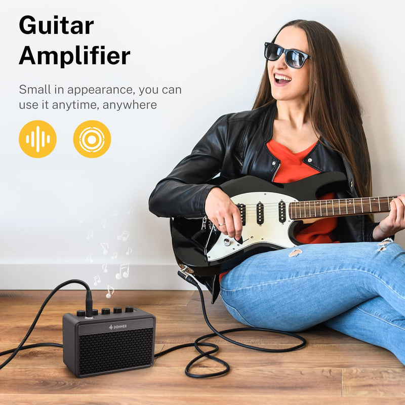 Donner Mini Guitar Amp Small Electric Amplifier 5W Portable, Practice Guitar Combo Amp DA-10 Black