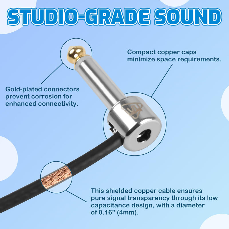 [AUSTRALIA] - Solderless Pedalboard Cable Kit, 10 Feet Cable & 10 Gold Tip Connectors for Guitar Effects & Pedal Board, DIY Patch Cables with Cutter, Bolt Driver 