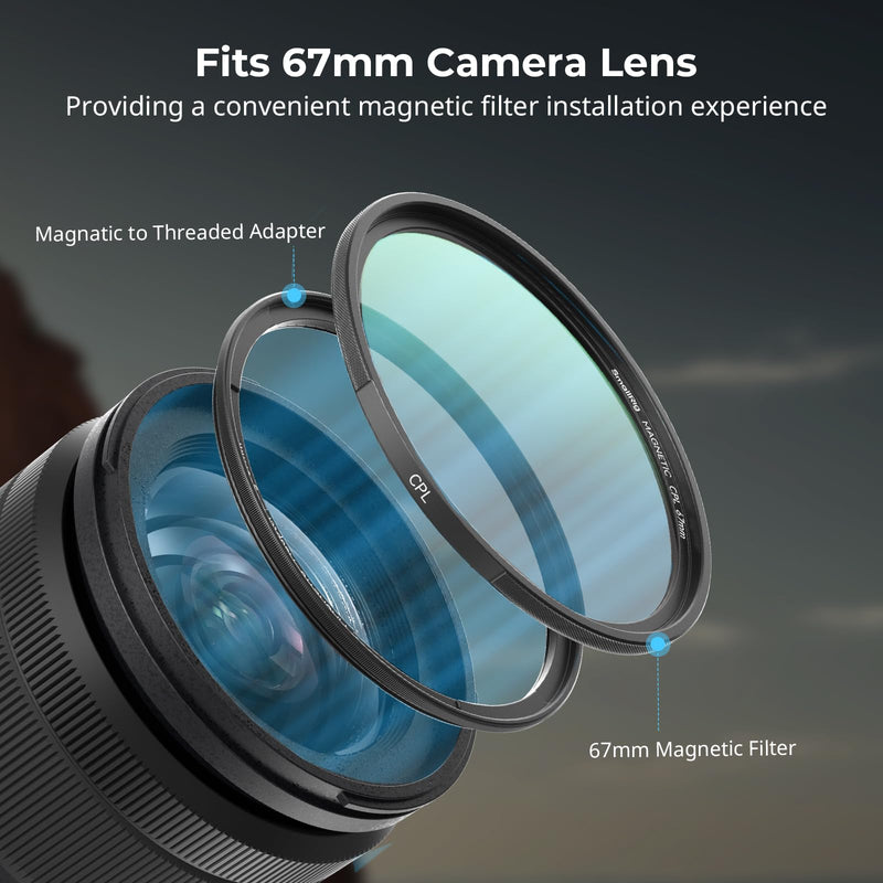 [AUSTRALIA] - SMALLRIG 67mm Magnetic Circular Polarizer Filter Including 67mm Threaded Filter Ring and T-Mount Filter Adapter, Magnetic CPL Filter Kit with Waterproof Scratch Resistant - 4728 