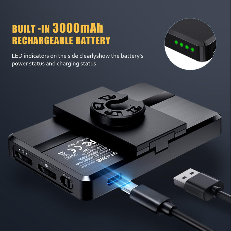 [AUSTRALIA] - MACTREM 120 LED Selfie Light, Phone Light Clip, 3000Mah Portable Rechargeable Video Light, Adjusted 3 Light Modes, for iPhone, Camera, Laptop, iPad, Light for Selfie, Video Conference, TikTok,Makeup Black 