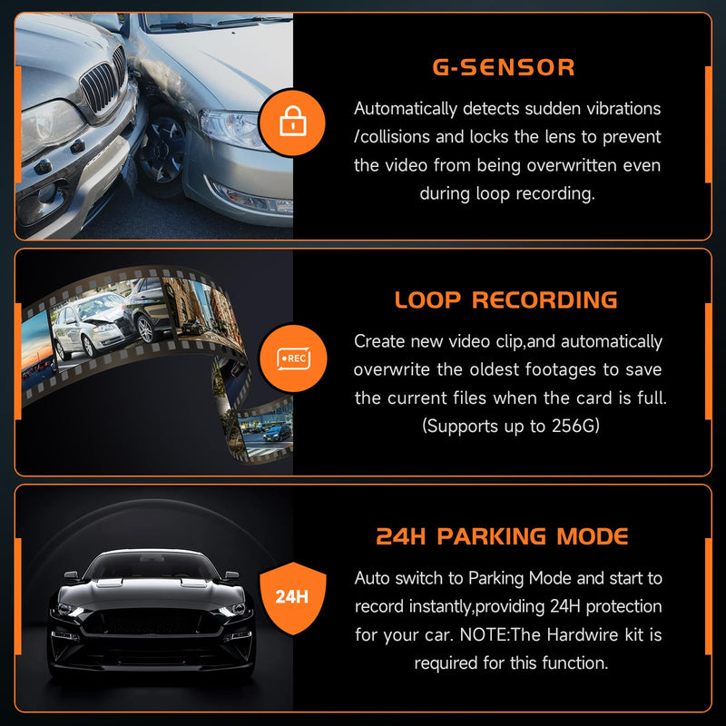 Dash Cam, 2.5K Dash Cam Front, VEEMENT Dash Camera for Cars, 1440P Car Dash Camera with APP, WiFi Dash Cams with WDR Night Vision, 24/7 Parking Monitor Dashcam, 160°Wide, G-Sensor, Mini Car Camera Black