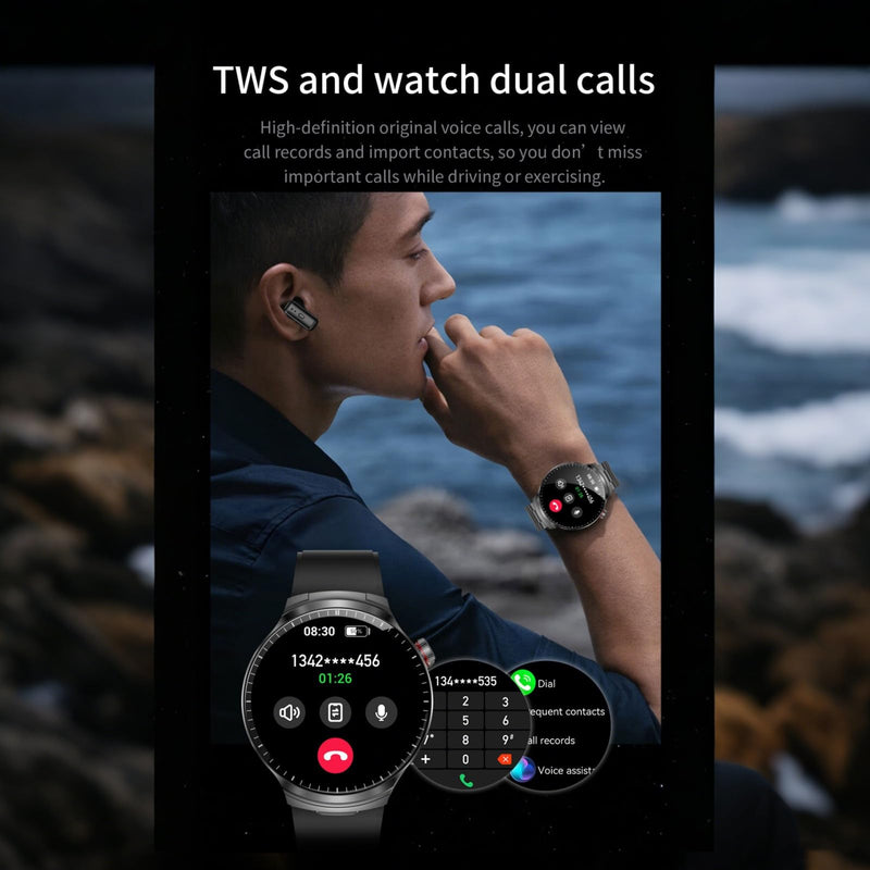 Smart Watch with Earphones,1.85" HD Large Screen 2 in 1 Smartwatch,BT Call,110+ Sports Modes,Waterproof,Sleep Monitor Fitness Tracker Watch Compatible Android Phones and iPhone Silver