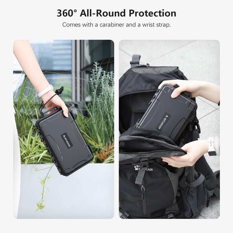 AMAZEAR Waterproof Hard Case Compatible with DJI OSMO Pocket 4P, Pocket4 Pro Creator Combo Accessories Small Hard Shell Cover Travel Hardcase for Carrying, Protection, Storage, Organization, Black