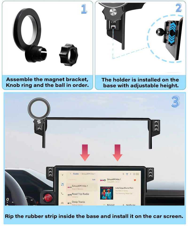 Car Phone Holder for Toyota Tacoma 2024-2026/4Runner 2025 Accessories | 14" Touch Screen Clip-On MagSafe Strong Magnetic Cell Phone Mount, 360° Rotatable Hands-Free Holder, Not Block Air Vents fit for 2024-2026 Tacoma / 2025 4Runner (14 inch)