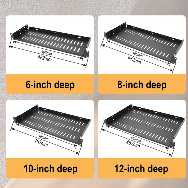 1U Server Rack Shelf Universal Vented Rack Mount Tray 12" D | Heavy-Duty 12" Deep Rack Shelf for 19 inches Network Rack & Cabinet, Weight Capacity 44 lbs /20 kgs ( 12 inch deep N)