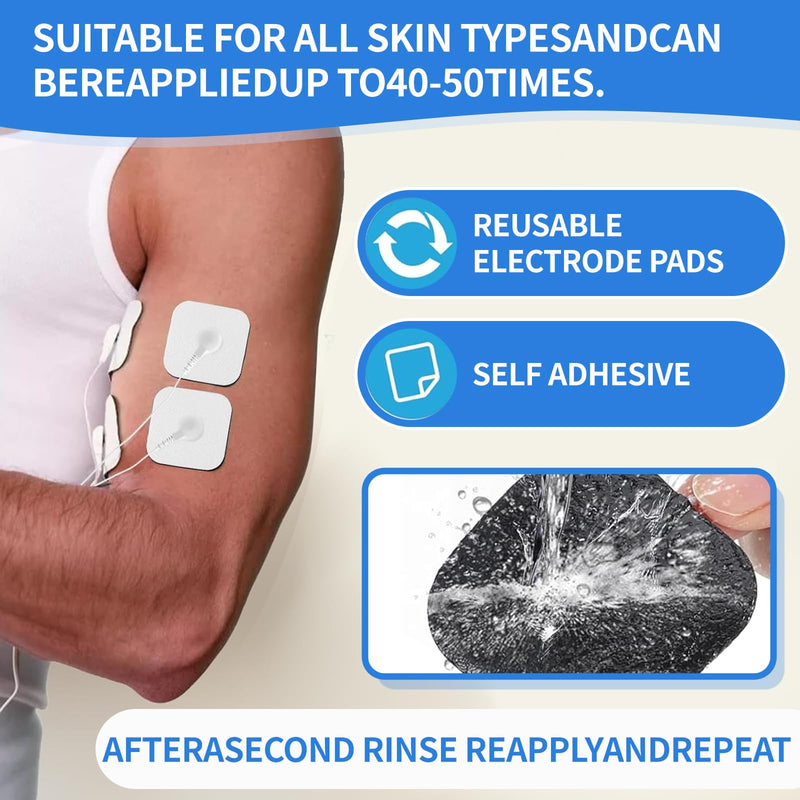 Wjelet Pack of 35 Adhesive Electrodes for Tens Electrode Pads, Electrode Pads 5 x 5 cm, Self-Adhesive and Reusable with 3.5 mm Snap Push Button, Compatible with TENS Devices and EMS Trainers