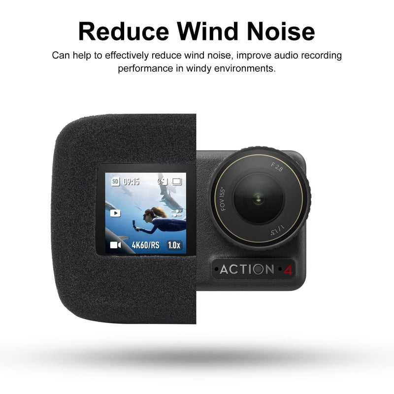 HSU Windslayer Cover for DJI Osmo Action 4/3 Action Camera, Windslayer Cover Housing Frame Case, Video Noise Reduction Accessory (2 Pack)