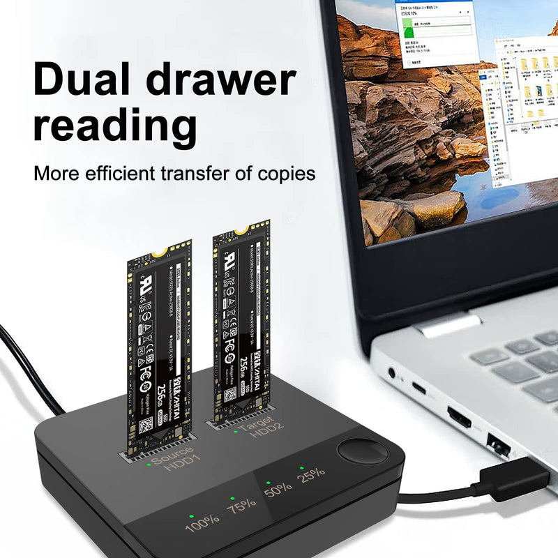 VR robot m.2 SATA Docking Station, M.2 Duplicator Clone Docking Station Converter with mSATA SSD Storage Box,Support Offline Clone duplicator and one- Key Disk Copy Function | m.2 SATA Docking Station Support Offline Clone duplicator, one- Key Disk Cop...