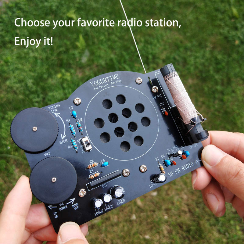 [AUSTRALIA] - AM FM Radio Kit Soldering Project Kit for Learning Practicing Teaching Electronics, Great STEM Project and Gift, New Version Black-black 