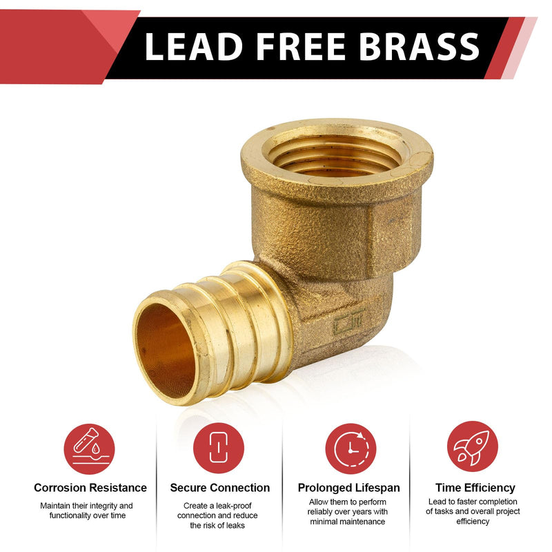 [AUSTRALIA] - (Pack of 2) EFIELD Pex 3/4"x 1/2" Female Threaded NPT Elbow Adapter Brass Crimp Fittings (Pex 3/4"x 1/2" Female Thread),(PEX1807301-2PCS) 3/4"x 1/2"(Pack of 2) 