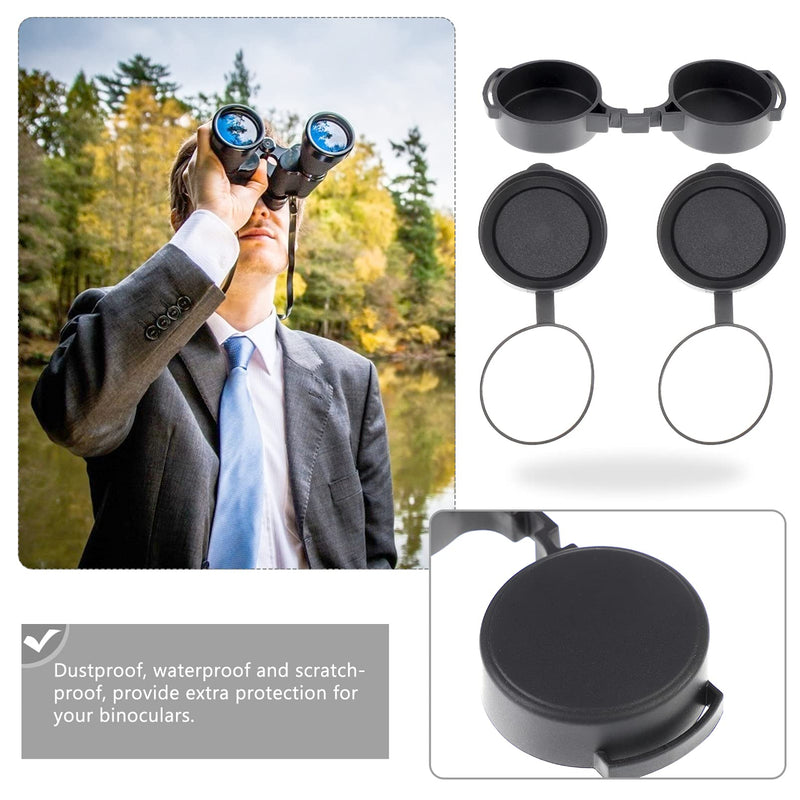 [AUSTRALIA] - 3Pcs Rubber Objective Lens Cover Eyepiece Flip- Open Scope Cover for Binoculars Telescope Accessories (Black) 