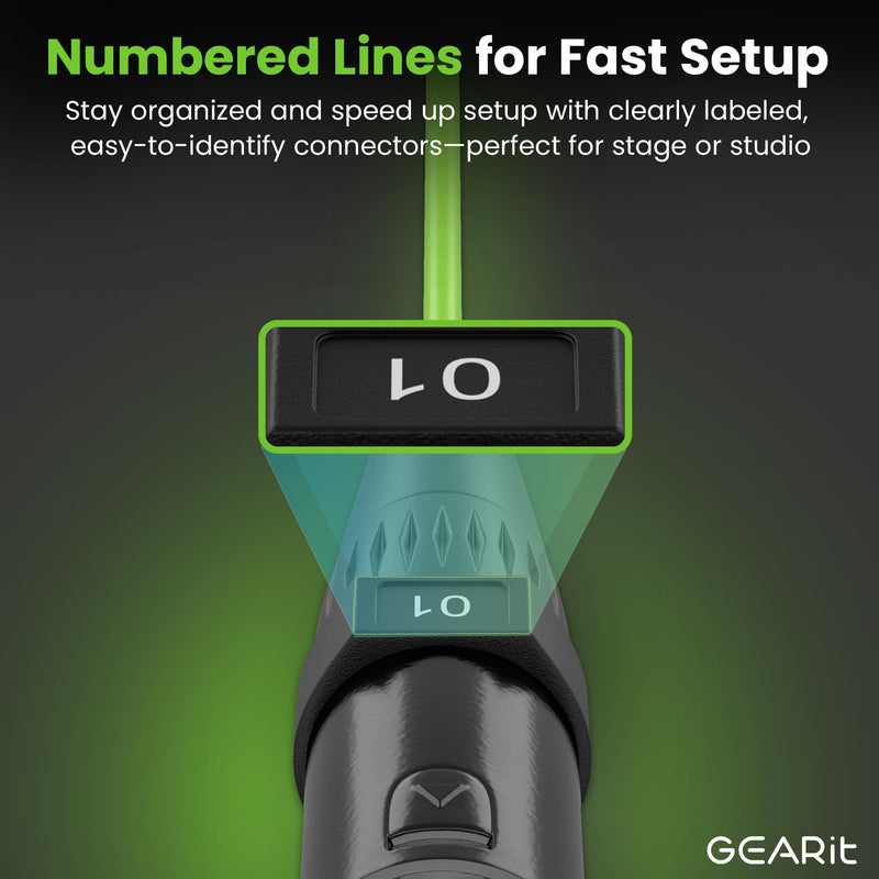 GEARit 8-Channel XLR Snake Cable (10 ft) - 100% Oxygen-Free Copper Snake Wire, Channel Labels, Metal XLR Connectors for Pro Audio - 10 Feet 8-Channel - 10 Feet Black