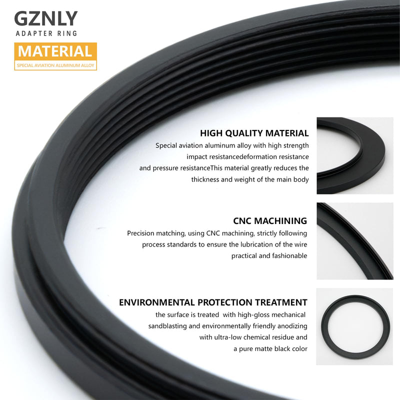 46mm to 52mm Step-up Adapter Rings Filter Adapter Black Metal Step Down Filter Ring Adapter Compatible with All Brand UV CPL ND Camera Lens Filter Stepping Rings (46mm-52mm) 46mm-52mm