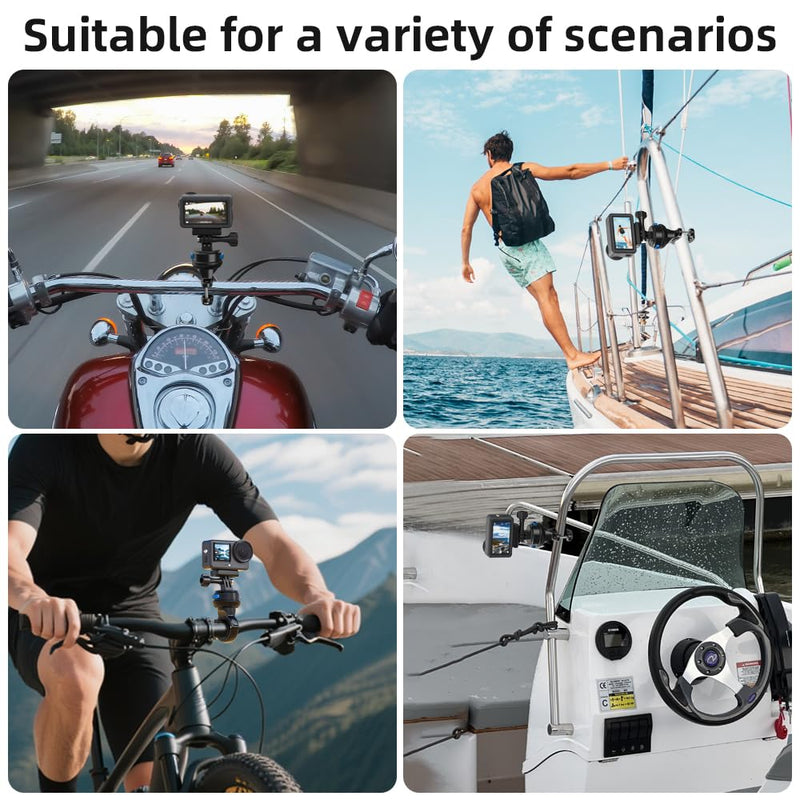 Magnetic Bike Bicycle Handlebar Mount, 360 Degree Rotation Motorcycle Handlebar Clamp Mount Compatible with GoPro Hero 13 12 11 10 Session DJI Action 6/5 Pro/4 and More Cameras