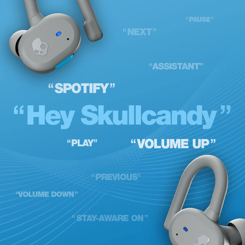 Skullcandy Push Active True Wireless in-Ear Bluetooth Earbud, Use with iPhone and Android with Charging Case and Mic, Great for Gym, Sports, and Gaming, IP55 Water, Dust Resistant - Grey/Blue Light Grey/Blue One Size