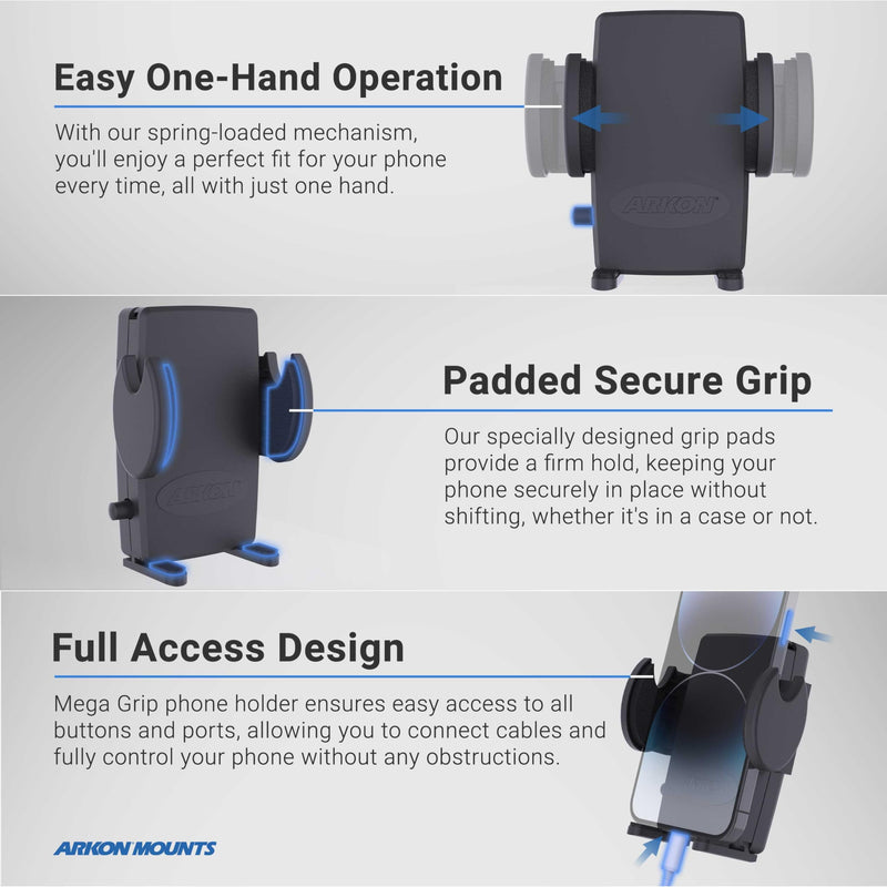 ARKON Mounts Mega Grip Phone Holder Console Wedge Mount for Trucks Shaft Arm