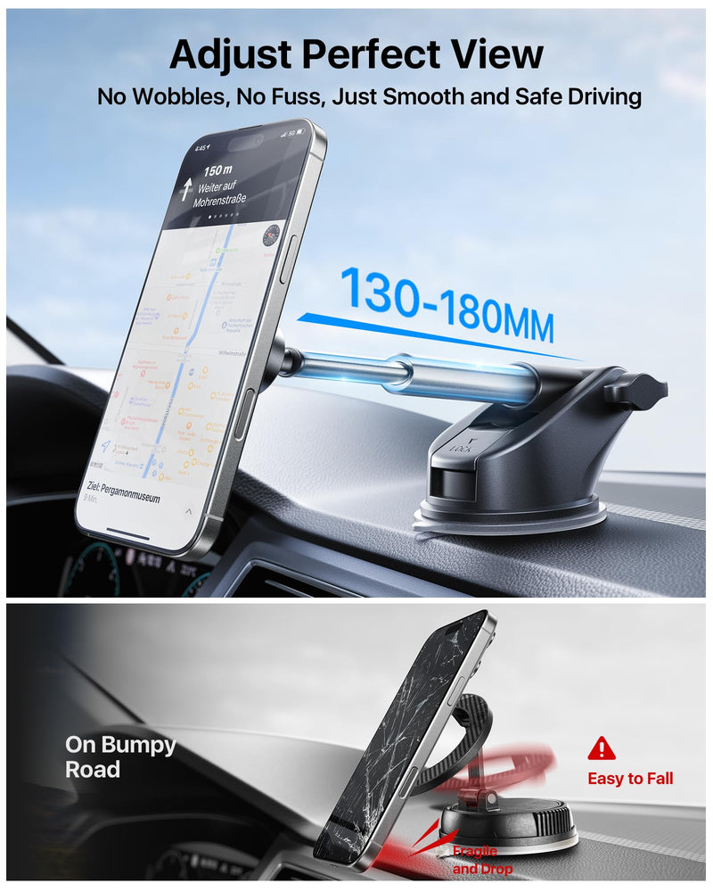 andobil for MagSafe Car Mount [85+LBS Strongest Suction & 2026 Military-Grade N55] Retractable Magnetic Phone Holder for Car Dashboard Windshield Vent, Car Phone Holder for iPhone 17 Pro Max 16 15 14 Dash & Windshield