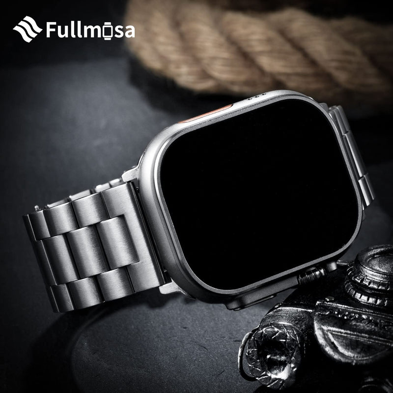 Fullmosa No-Tool Needed Band Compatible Apple Watch Band with Case 49mm 45mm 44mm 42mm Rose Gold & Stainless Steel iWatch Band with Case 42mm 44mm 45mm Silver