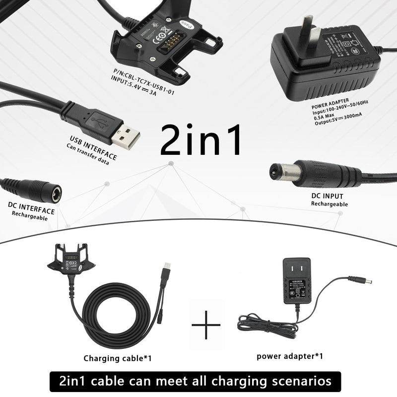 USB Charger Cable and Adapter for Zebra Symbol TC70 TC70X TC72 TC75 TC75X TC77,5V/3A Super Fast Charger(CBL-TC7X-SERL1-01),PDA Handheld Barcode Touch Mobile Computer Accessories,Scanner Charger