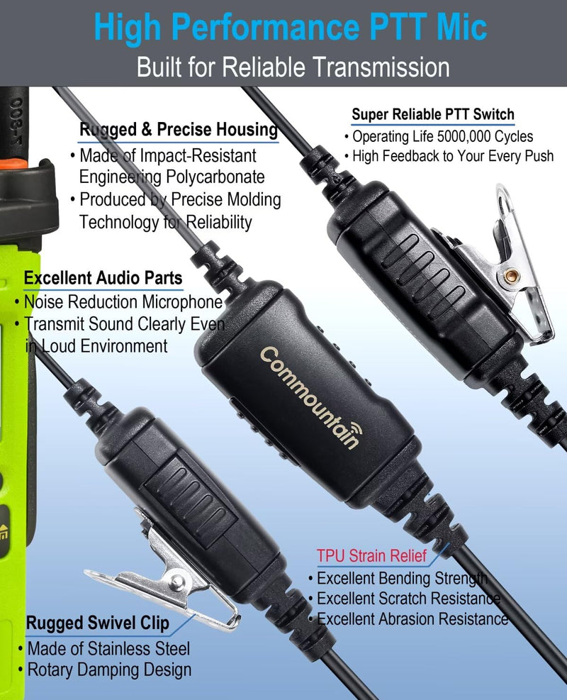 [AUSTRALIA] - Commountain SL300 SL3500e Earpiece with Mic Compatible for Motorola Radios TLK 100 TLK 110 SL7550 SL7550e SL7580 SL7580e SL7590 SL7590e SLN 1000, TLK100 TLK110 SLN1000 SL Series, G Earhook Headset 1 