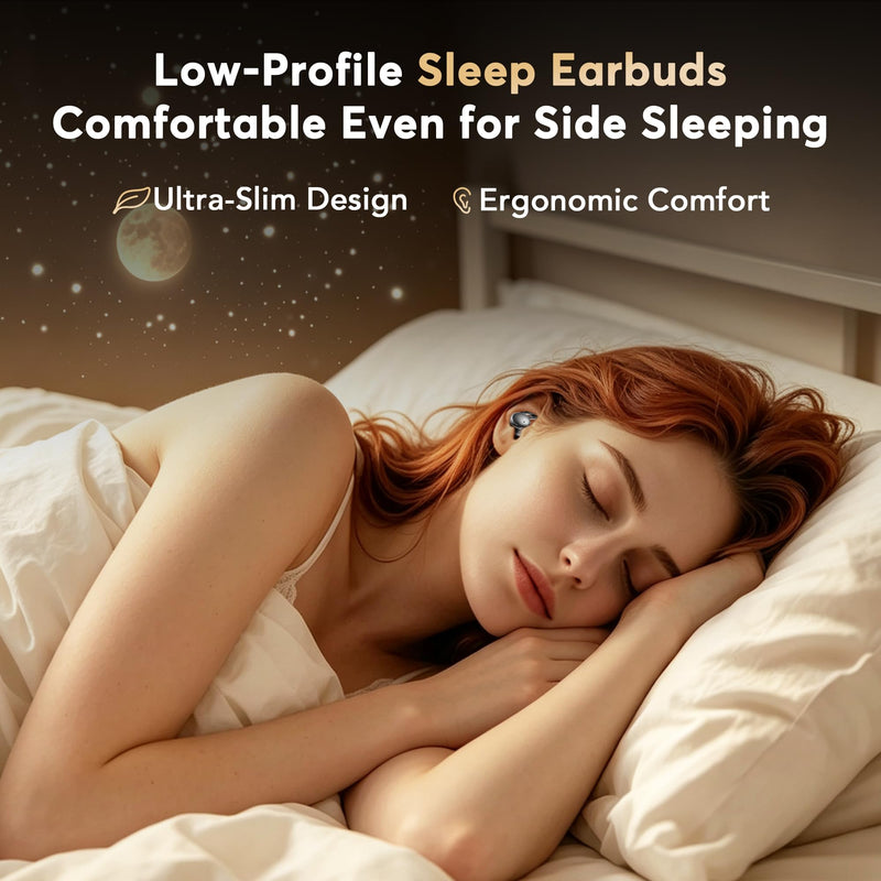 Sleep Earbuds for Side Sleepers, Bluetooth 6.1 Noise-Cancelling Sleepbuds | Sleep Headphones 90H Playtime,Invisible Mini Tiny Low Profile Earbuds for Sleep,Small Ear Canals White Noise Sleeping Earbuds carbon fiber black