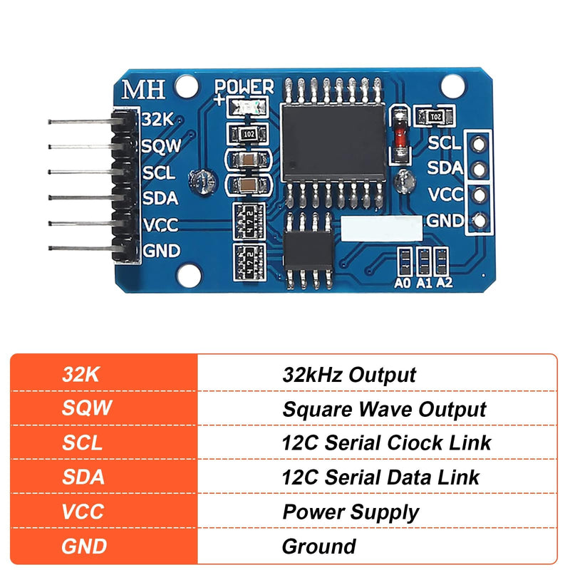 [AUSTRALIA] - APKLVSR Real-Time Clock RTC Module Compatible with I2C Real Time Clock, Clock Module I2C RTC Module for Arduino and RPi with Battery (Pack of 6) 