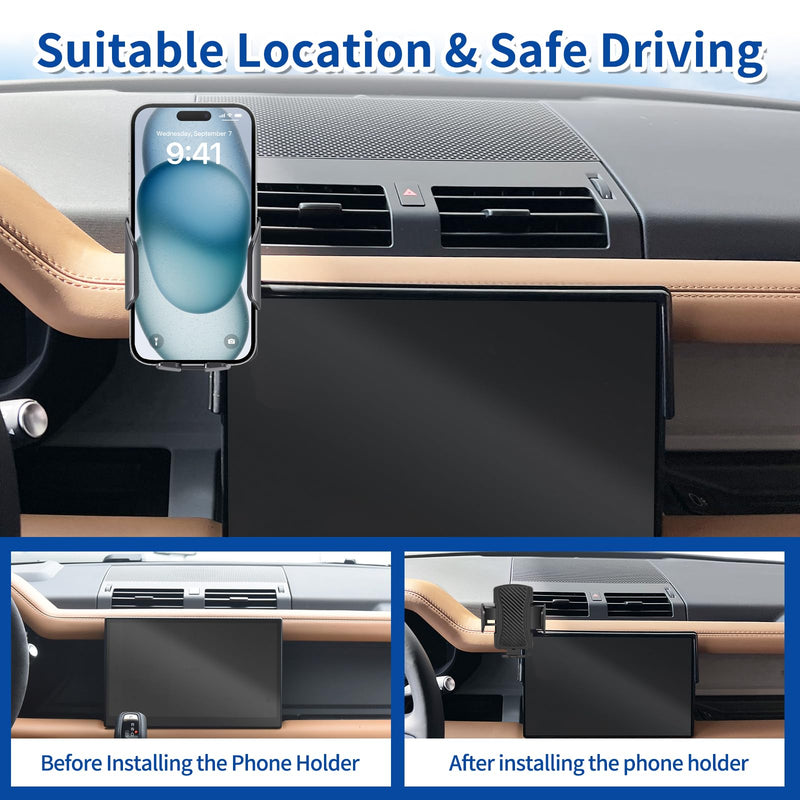 Car Phone Holder for Land Rover Defender 2022 2023 2024 2025（11.4 inch Screen），for Smartphone Cradle Auto Accessories Bracket Anti-Shake，360 Degree Rotation，for All Cell Phones