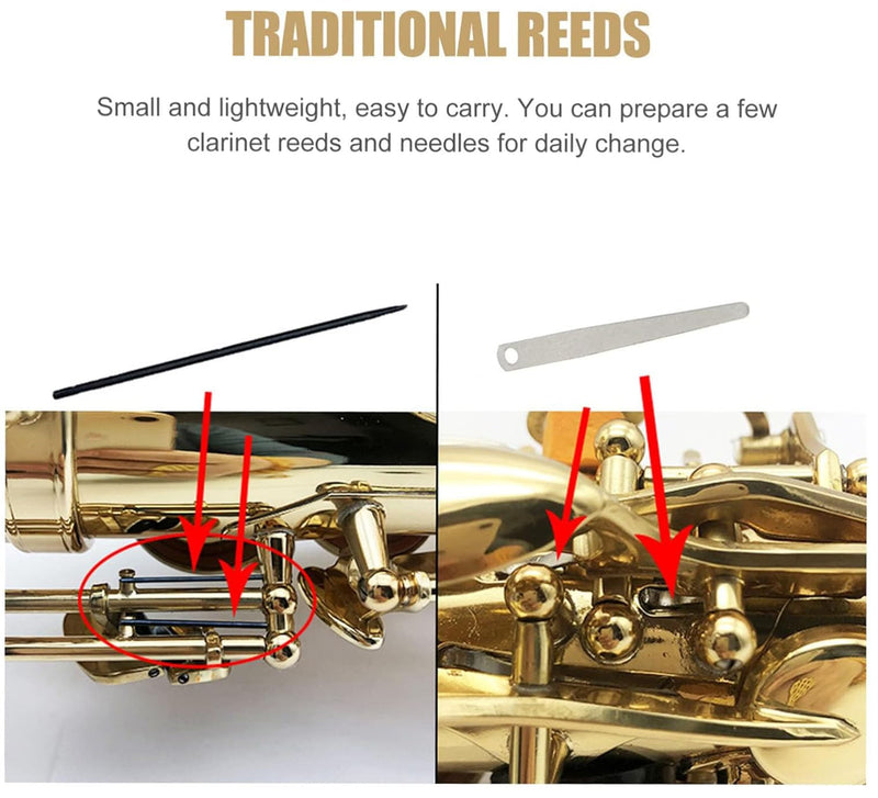 24pcs Saxophone Needle Springs, 4 Reed leaf for Saxophone Clarinet Flute Woodwind Instruments Repair Accessory