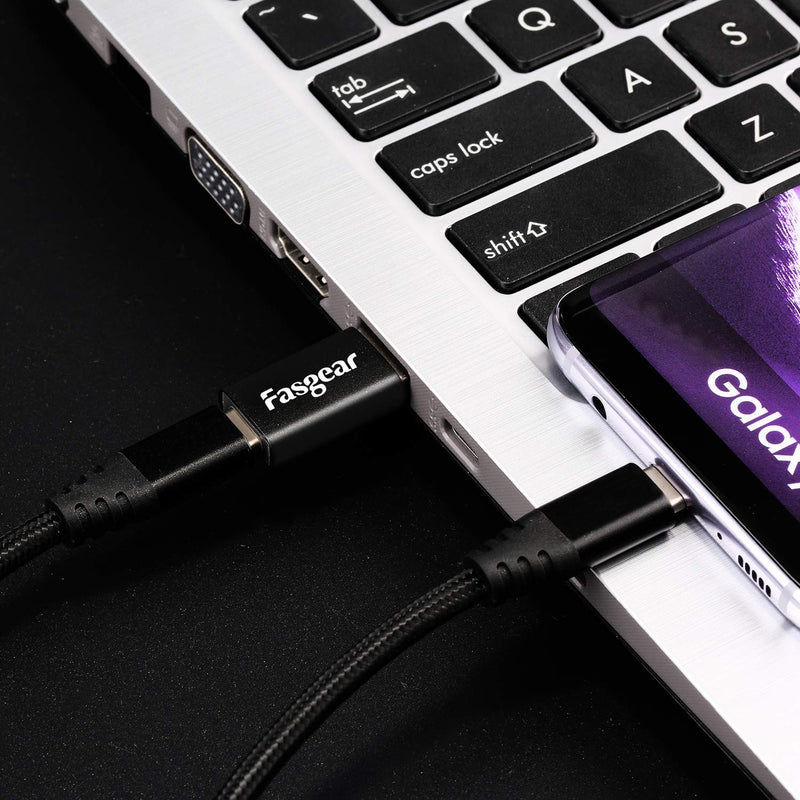 USB C Female to USB 3.1 Male Adapter 10Gbps & 3A Fast Charging - 2 Pack Fasgear Type A to Type C Adapters Double-Side Data Sync Compatible for i-Pad, Tablet,Laptop,PC,Charger,Power Bank,Quest Link 2 x Black