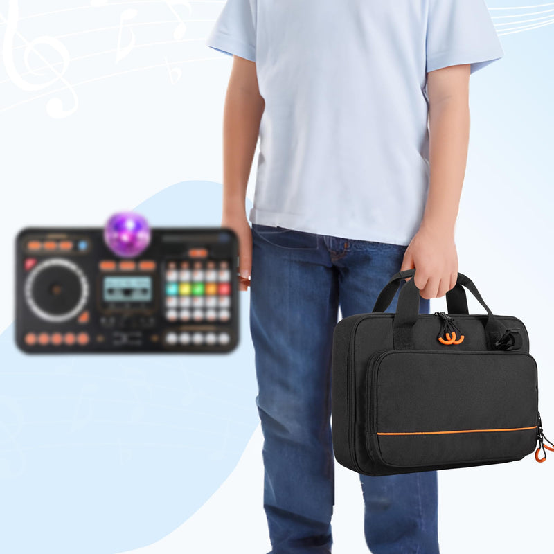 Padded Carrying Bag Compatible with VTech Kidi Star DJ Mixer/Kidi DJ Mix, Small DJ Mixer Storage Bag with Accessory Pockets for Cable, User Guide, Batteries or Other Accessories - Empty Bag Black