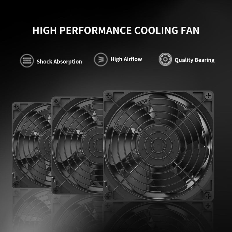 Computer Fan with AC Plug, 120mm Fan Variable Speed Axial Muffin PC Fan with Controller, 220V Small Exhaust Fan, 12V Computer Fans, Case Cooling for PC, Server, Cabinet, Router, Receiver (1 Pack)