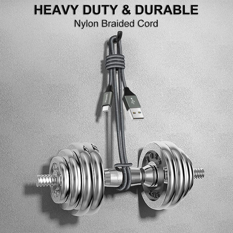 etguuds Long USB C Cable 10ft Fast Charging, 2-Pack Nylon Braided USB A to Type C Charger Cable Compatible with Samsung Galaxy Note 20/10/10+/9/8, S10 S10E, S20 S9 S8 Plus, A10e A20 A30 A40 A50 A70 Gray