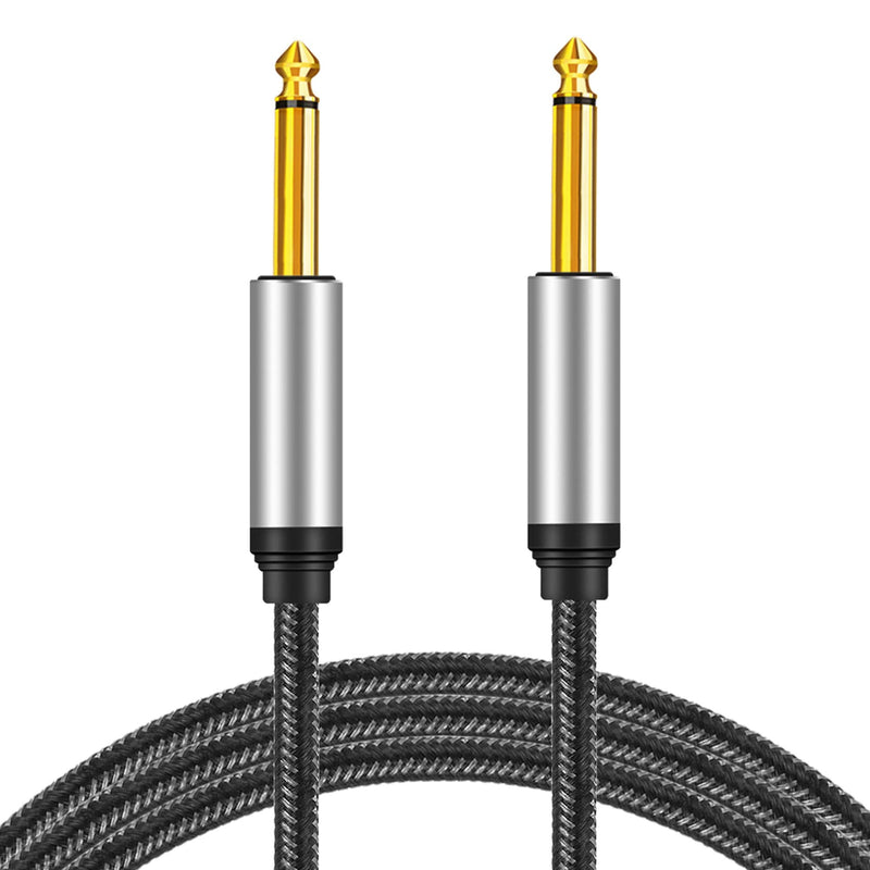 6.35mm Instrument Cable 3Ft,Silver Color Premium 6.35mm Mono Jack 1/4" TS Cable Unbalanced Guitar Patch Cords/Instrument Cable Male to Male with Zinc Alloy Housing and Nylon Braid(3Ft/1M) 3Ft/1M