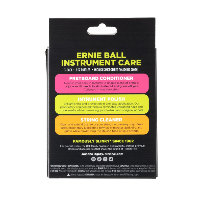 Ernie Ball Guitar Polish, Fretboard Conditioner, and String Cleaner with Polish Cloth Care Kit