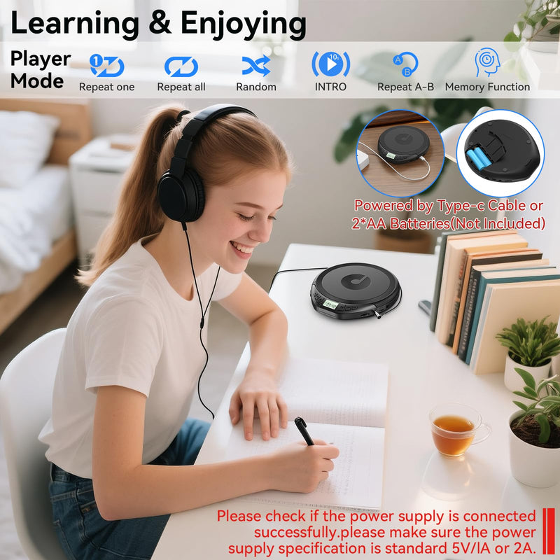 [AUSTRALIA] - Portable CD Player with Headphones KOVCDVI CD Player Portable for Car with Anti-Skip & Shockproof,CD Discman with LCD Display,AUX Cable and Earphone for Sport Home Outdoor Black 