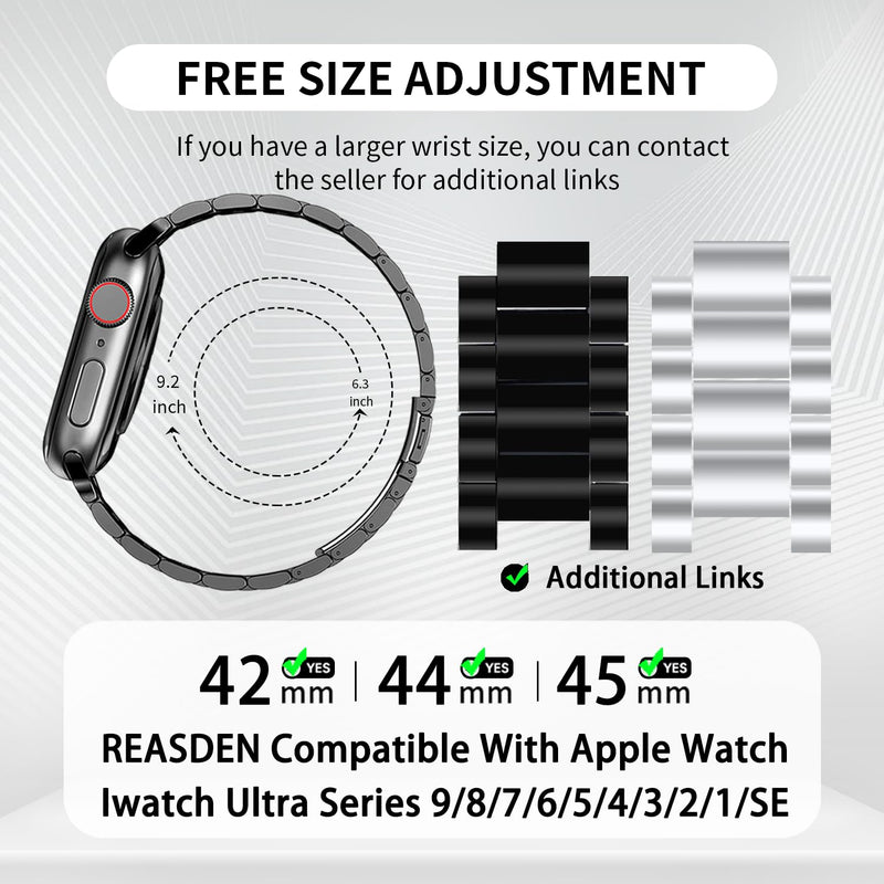 42mm/44mm/45mm Compatible With Apple Watch Band and Case Iwatch Series 10 9 8 7 6 5 4 3 2 1 SE Men Women Classic Executive Classy Stainless Steel Metal Business
