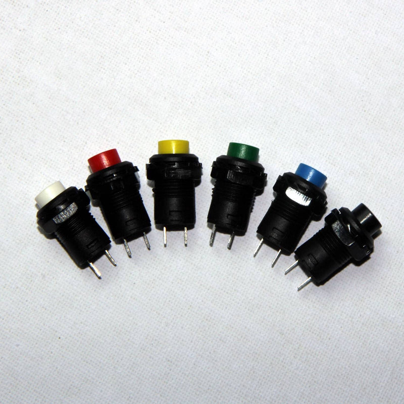 2 x Push Button Round Button 12 mm DIY AC 1.5 A/230 V 12 V Non-Momentary Button Switch Black