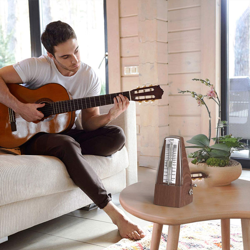 Mechanical Metronome Wood Grained Loud Sound/High Precision/No batteries Needed/for Piano/Guitar/Violin/Drum and Other Instruments (Tower design) wood grain