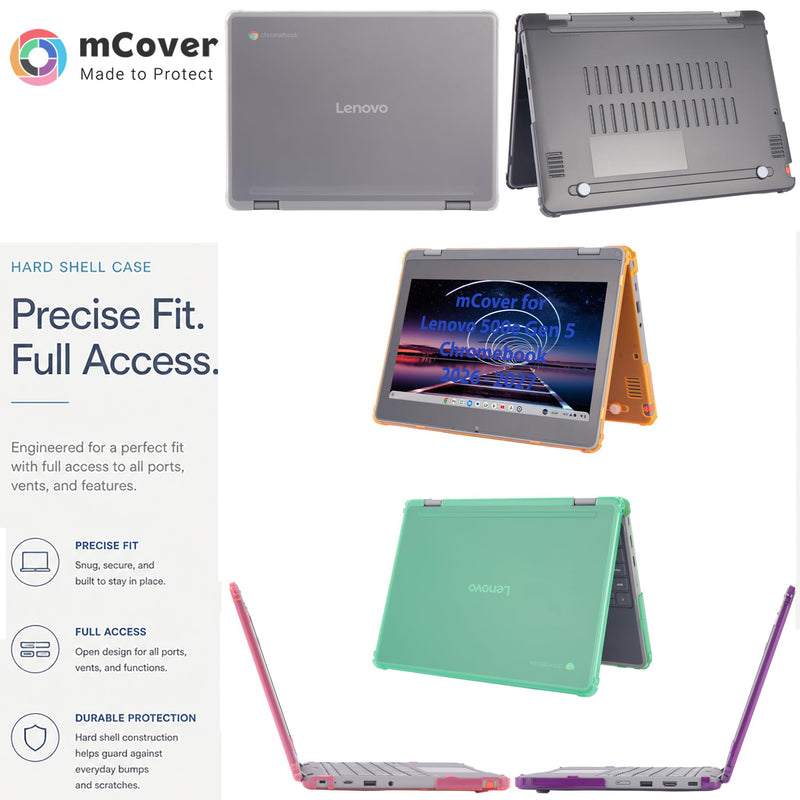 mCover Hard Case ONLY Compatible for 2026+ 11.6" or 12.2" Lenovo Chromebook 500e 2-in-1 Gen 5 Notebook Computer (NOT Fitting Any Other Lenovo Models) - Clear