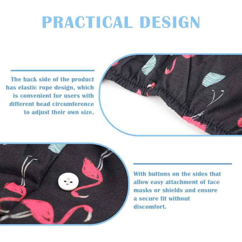LNQ LUNIQI Women's Surgical Cap Fabric, Pack of 2 Adjustable Surgical Caps, Flamingo Surgical Headwear, Doctor for Dentist, Nurse, Anaesthesiologist, Surgery
