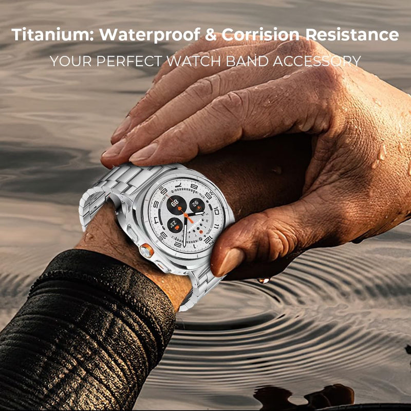 No Tool Titanium Strap for Galaxy Watch Ultra 2 1 (2026/2025/2024) | Metal Band for Samsung Watch Ultra 47mm | 40% Lighter than Steel,Tool-free Link Removal,Hypoallergenic,Fit Wrist 6"-8",Men 22mm