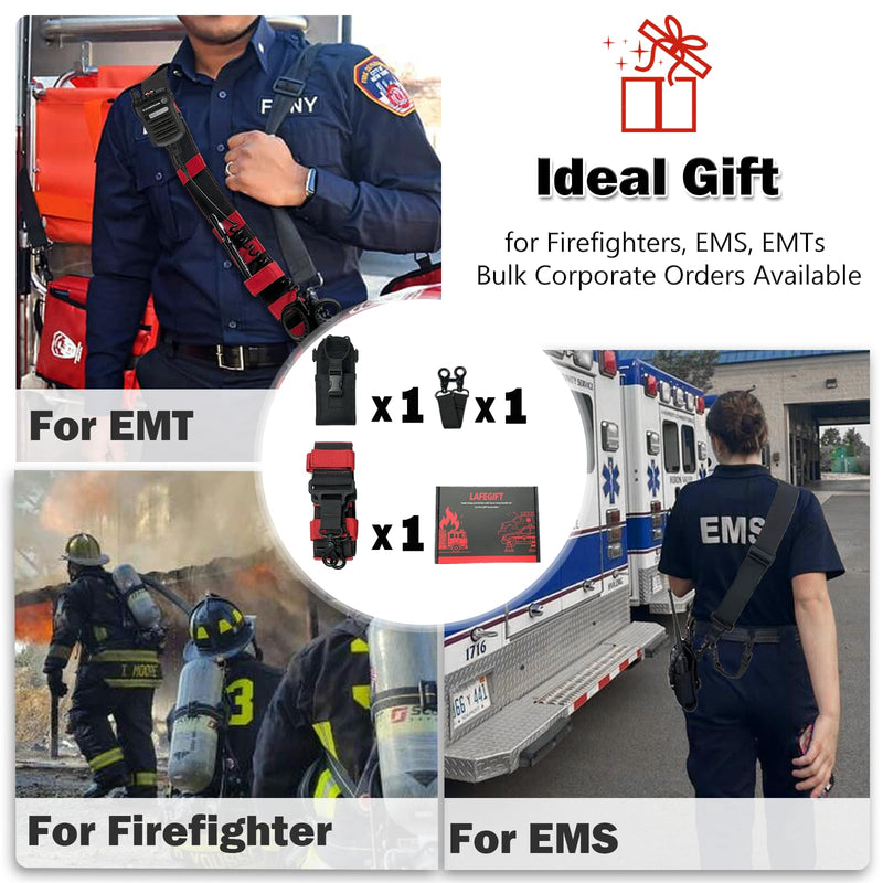 Firefighter Radio Strap Holster with Anti-Sway Strap | Heavy-Duty Radio Strap for Firefighter, EMS, EMT | Adjustable 54""–70"" | Compatible with Motorola APX, BK, Harris
