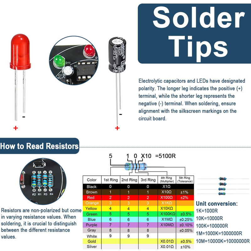 DAOKAI Soldering Practice Kit DIY Electronic Turntable LED Fluorescent Tube Training Board Handmade Electronics Beginners Learning Soldering Fun Kit for Electronics Training 2 Sets Type 3