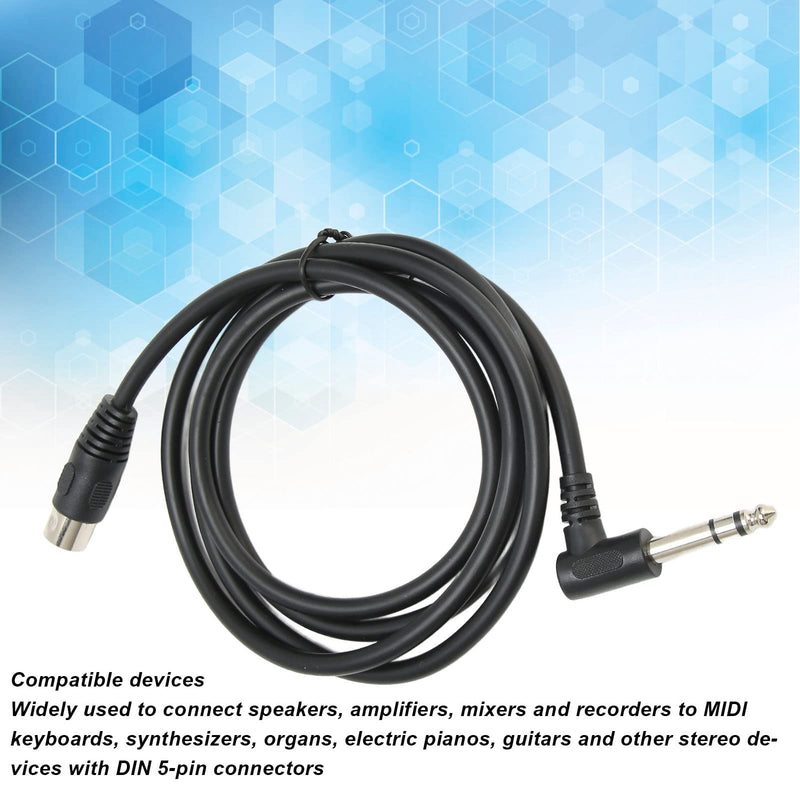 GOWENIC 6.35mm Male to MIDI Din 5Pin Male Cable, 90 Degree 6.35mm Male to MIDI Din 5Pin Male Cable, for 6.35mm Interface Professional Sound Microphones to MIDI Interface Devices