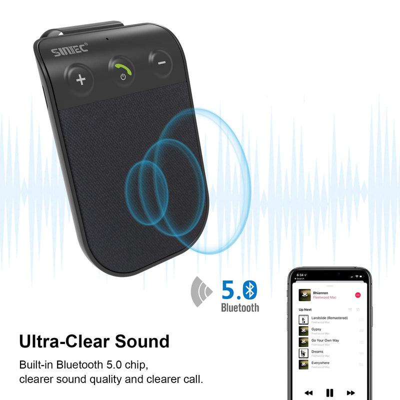 SUNIEC Handsfree Bluetooth Speaker Phone for Cell Phone Car Kit, Hands Free Calling Bluetooth for car, AUTO Power ON Off Support Siri Voice Assistant Phone Bluetooth for car - BC936SA