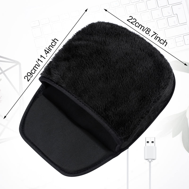 2 Pieces Heated Mouse Pad Hand Warmer USB Heated Mousepad Plush Heated Mouse Pad Removable Hand Warming Mouse Pad for Men and Women Office Home Computer Laptop (Black)