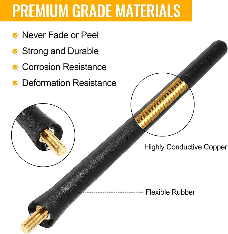 AntennaMastsRus Short Antenna Replacement for Ford F-350 | F450 (2017-2026) USA Stainless Steel Threading, Car Wash Proof, Enhanced Reception 6 3/4 Inch Rubber Truck Antenna with Internal Copper Coil