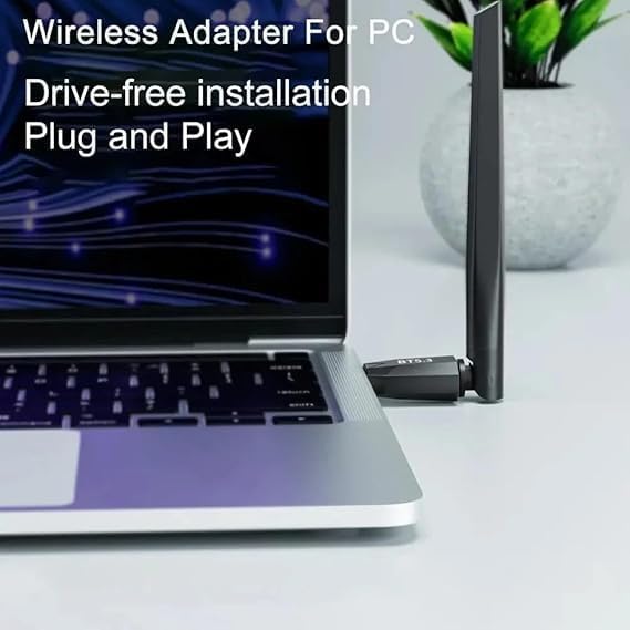 Long Range Bluetooth 5.4 Adapter for PC, Wireless USB Dongle External Antenna for Windows 11 10 8.1 7 Linux Laptop Desktop Computer, Pair with Bluetooth Headset Speaker Mice Keyboard Printer Latest BT5.4-Detachable Antenna-BT548