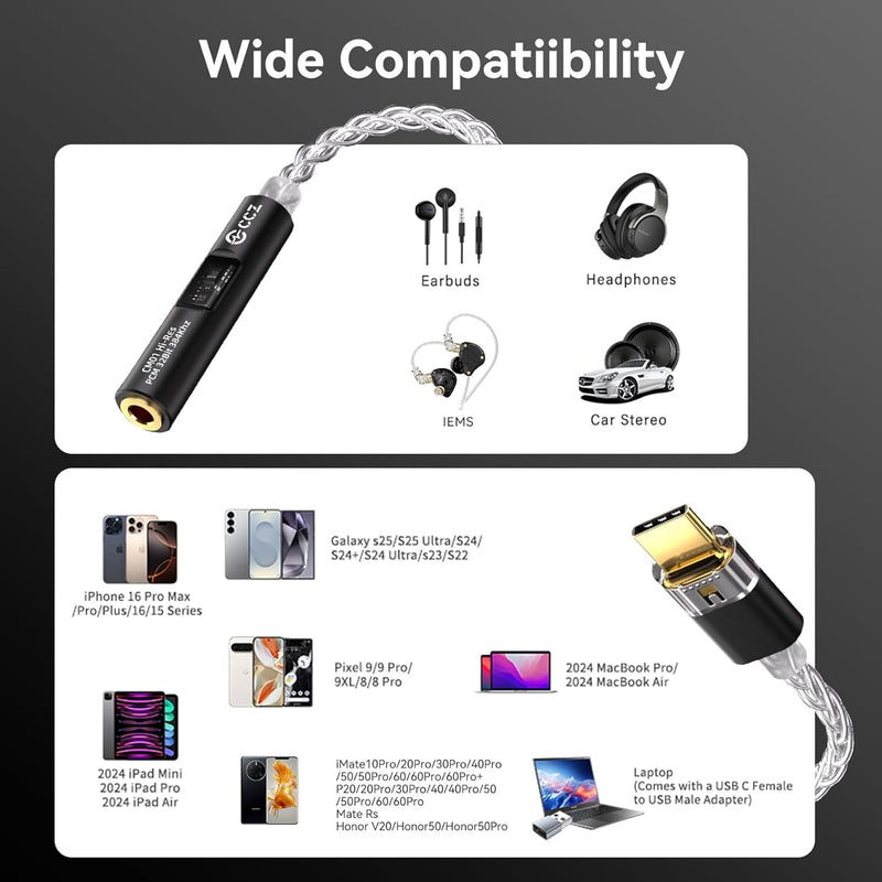 [AUSTRALIA] - USB C to 3.5mm Audio Adapter DAC Amplifier CX31993 Chip & MAX97220 High-Performance Audio Amp for Headphones, 70mW Output, JCALLY JM6 PRO 2 AUX Dongle for iPhone, Android, PC 