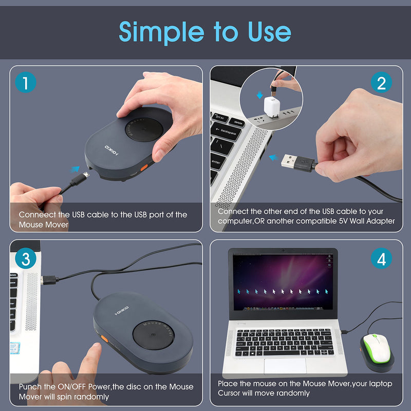 HONKID Undetectable Mouse Mover Jiggler with ON/Off Switch and USB Port Drive-Free,Simulate Physical Automatically Mouse Movement,Prevent Computer Laptop Inactive/Lockdown